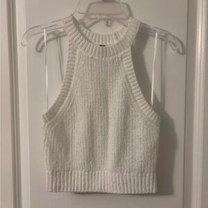 Divided White Halter Style Crop Top, Sz S